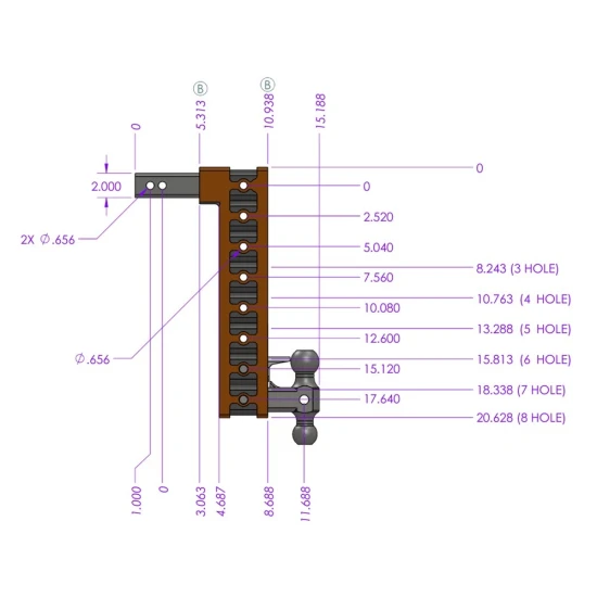 GEN-Y MEGA-DUTY 16K adjustable offset drop hitch dual ball 2″ and 2-5/16″ silver vein