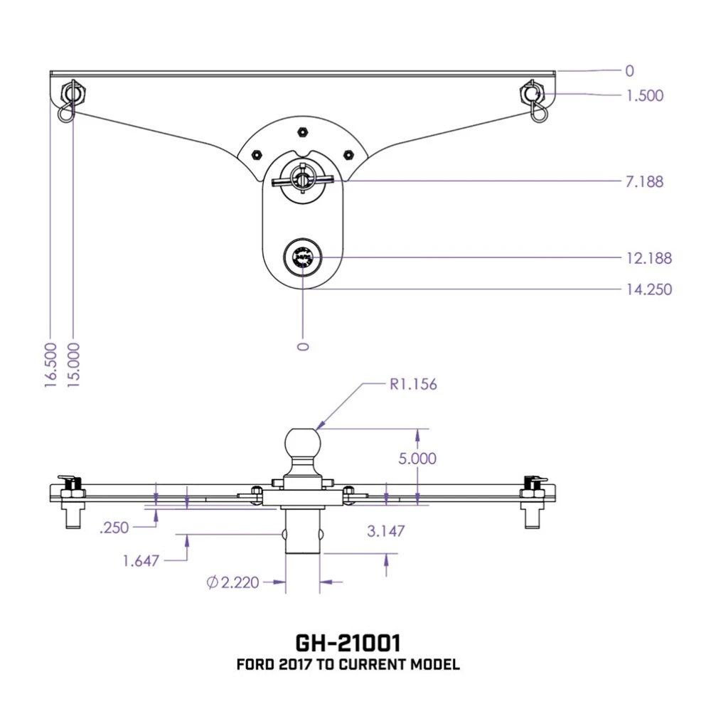 GEN‑Y Gooseneck Hitch 5 Inch Offset Ball‑Puck Mount for Ford F250 F350 F450