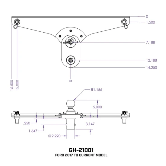 GEN‑Y Gooseneck Hitch 5 Inch Offset Ball‑Puck Mount for Ford F250 F350 F450