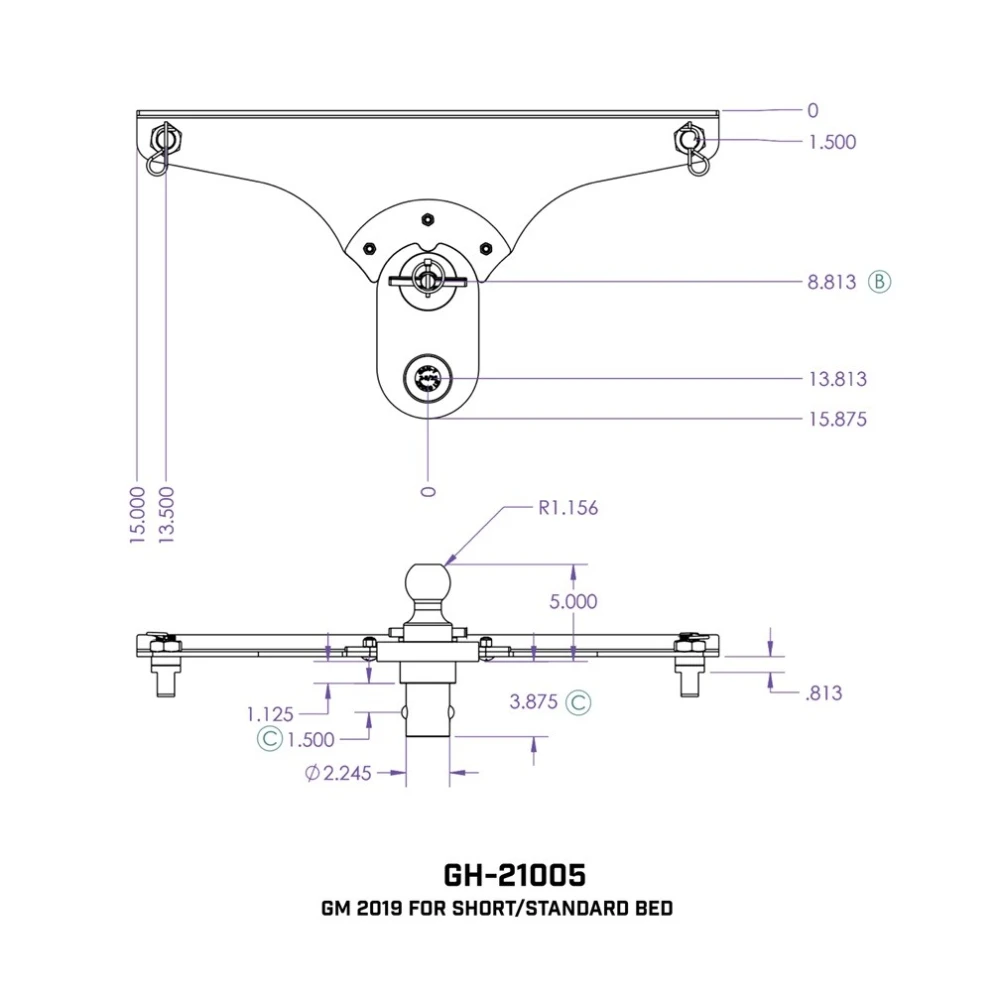 GEN-Y Gooseneck Ball-Puck Hitch 5″ Offset for Chevy Silverado GMC Sierra 2500/3500 Short Bed