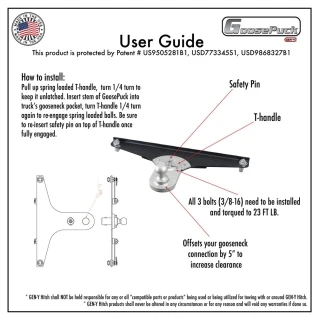 GEN-Y Gooseneck Ball-Puck Hitch 5″ Offset for Chevy Silverado GMC Sierra 2500/3500 Short Bed