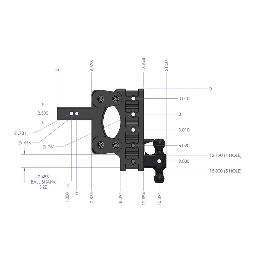 GEN-Y BOSS 32K Torsion-Flex 6 Inch Drop Adjustable Dual-Ball Trailer Hitch