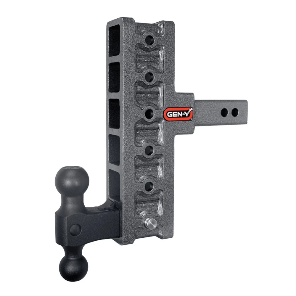 GEN-Y Mega-Duty 16K Adjustable Drop Hitch with 2″ Offset Shank and Dual-Ball Mount