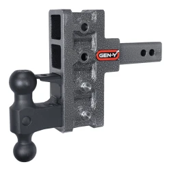 GEN-Y Mega-Duty 16K 2 Inch Offset Shank w/ 2.5 Inch Rise & 5 Inch Drop Adjustable Trailer Hitch w/ Pintle Lock Dual-Ball 2 Inch Tow Receiver Mount 2K TW Heavy Duty Truck TJ-GH-224 GH-051 GH-032