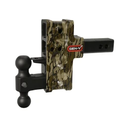 GEN-Y Mega-Duty 16K 2 Inch Offset Shank w/ 2.5 Inch Rise & 5 Inch Drop Adjustable Trailer Hitch w/ Pintle Lock Dual-Ball 2 Inch Tow Receiver Mount 2K TW Mossy Oak Hydro Dipped Heavy Duty Truck TJ-GH-224-MO GH-051 GH-032