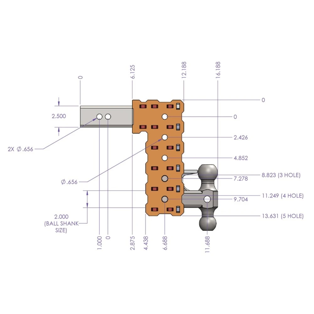 GEN-Y Phantom-X 16K drop hitch with 2.5 inch shank and tri-ball mount
