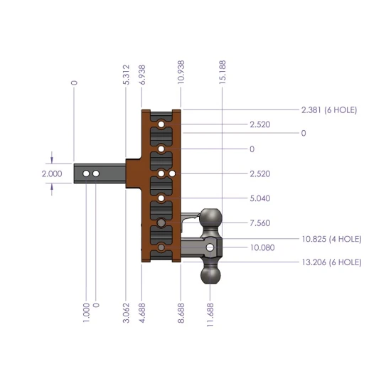 GEN-Y Mega-Duty 10K 10 Inch Drop Adjustable Trailer Hitch 2 Inch Receiver Heavy Duty TJ-GH-305