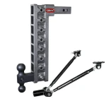 GEN-Y Mega-Duty 10K adjustable drop hitch 17.5 inch with stabilizer kit dual-ball heavy duty truck