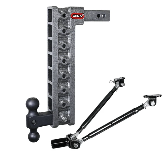GEN-Y Mega-Duty 10K adjustable drop hitch 17.5 inch with stabilizer kit dual-ball heavy duty truck
