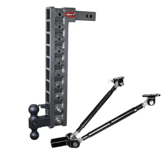 GEN-Y Mega-Duty 10K 22.5 Inch Drop Adjustable Trailer Hitch with Pintle Lock & Stabilizer Kit