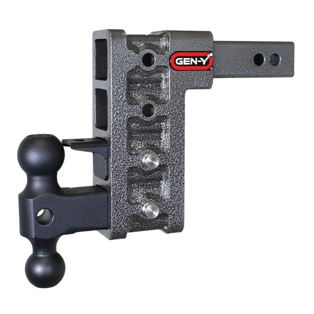 GEN-Y Mega-Duty 10K Drop Hitch 7.5-inch Adjustable Trailer Hitch Dual-Ball Pintle Lock