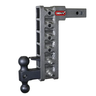 GEN-Y Mega-Duty 10K adjustable drop trailer hitch with dual-ball and pintle lock