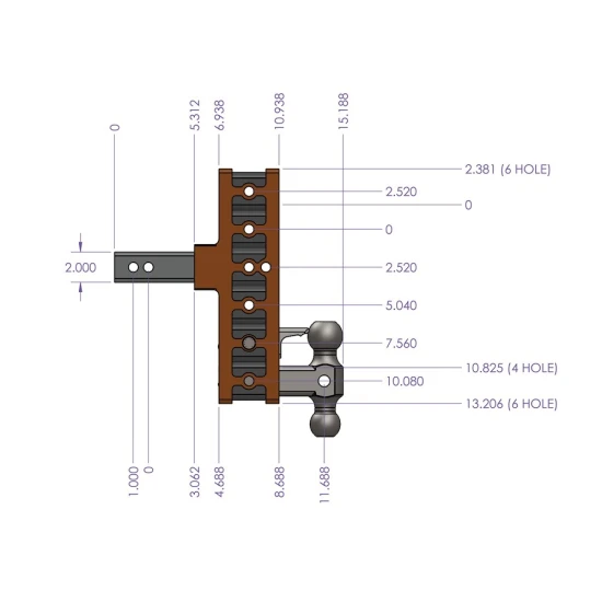 GEN-Y Mega-Duty 10K 2" Offset Shank Adjustable Drop Hitch 5" Rise 7.5" Drop GEN-Y Mega-Duty 10K 2 Inch Offset Adjustable Drop Hitch 5 Inch Rise 7.5 Inch Drop