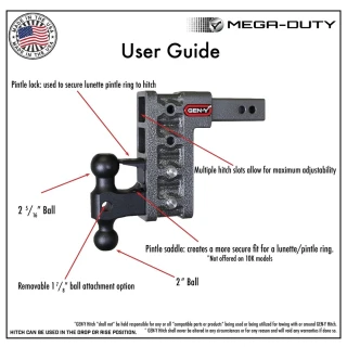 GEN-Y Mega-Duty 16K 5" Drop Adjustable Trailer Hitch for Heavy Duty Trucks