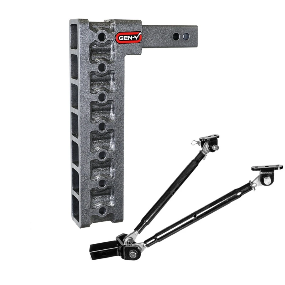 GEN-Y Mega-Duty 16K 15 Inch Drop Adjustable Trailer Hitch with Stabilizer Kit