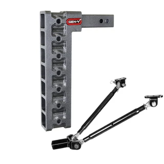 GEN-Y Mega-Duty 16K 15 Inch Drop Adjustable Trailer Hitch with Stabilizer Kit