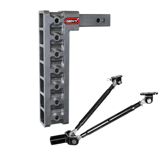 GEN-Y Mega-Duty 16K 15 Inch Drop Adjustable Trailer Hitch with Stabilizer Kit