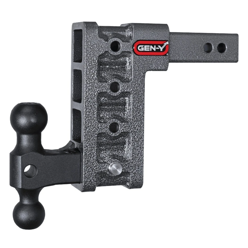 GEN-Y Mega-Duty 16K adjustable drop hitch dual ball steel powder-coat finish