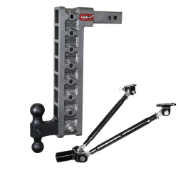 GEN-Y Mega-Duty 16K 17.5 Inch Drop Adjustable Trailer Hitch w/ Stabilizer Kit Dual-Ball 2 Inch Tow Receiver Mount 2K TW Heavy Duty Truck TJ-GH-518 GH-051 GH-0100