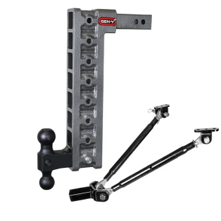 GEN-Y Mega-Duty 16K Adjustable Drop Trailer Hitch with Stabilizer Kit