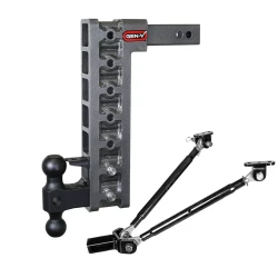 GEN-Y Mega-Duty 16K 15 Inch Drop Adjustable Trailer Hitch w/ Pintle Lock & Stabilizer Kit Dual-Ball 2 Inch Tow Receiver Mount 2K TW Heavy Duty Truck TJ-GH-527 GH-051 GH-032 GH-0100