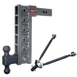 GEN-Y Mega-Duty 21K 15 Inch Drop Adjustable Trailer Hitch w/ Stabilizer Kit Dual-Ball 2.5 Inch Tow Receiver Mount 3K TW Heavy Duty Truck TJ-GH-616 GH-061 GH-0101