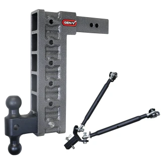 GEN-Y Mega-Duty 21K adjustable drop hitch with stabilizer kit and dual-ball mount