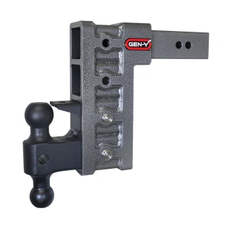 GEN-Y Mega-Duty 21K 9-Inch Drop/Rise Adjustable Trailer Hitch with Dual-Ball & Pintle Lock
