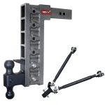GEN-Y Mega-Duty 21K 15 Inch Drop Adjustable Trailer Hitch with Pintle Lock & Stabilizer Kit Dual-Ball Mount