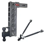 GEN-Y Mega-Duty 21K adjustable drop hitch with pintle lock and stabilizer kit