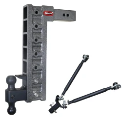 GEN-Y Mega-Duty 21K 18 Inch Drop Adjustable Trailer Hitch w/ Pintle Lock & Stabilizer Kit Dual-Ball 2.5 Inch Tow Receiver Mount 3K TW Heavy Duty Truck TJ-GH-627 GH-061 GH-062 GH-0101