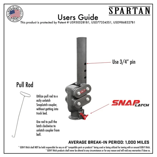 GEN-Y 25K Gooseneck Trailer Coupler with 2-5/16" Ball and Spartan Torsion-Flex