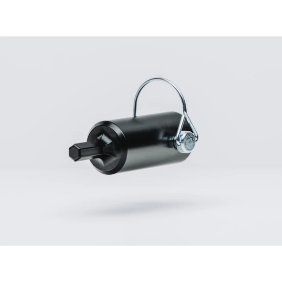 TurnNBurn side-wind drill-powered landing gear adapter kit with quick-release locking pin for semi-trailer landing gear