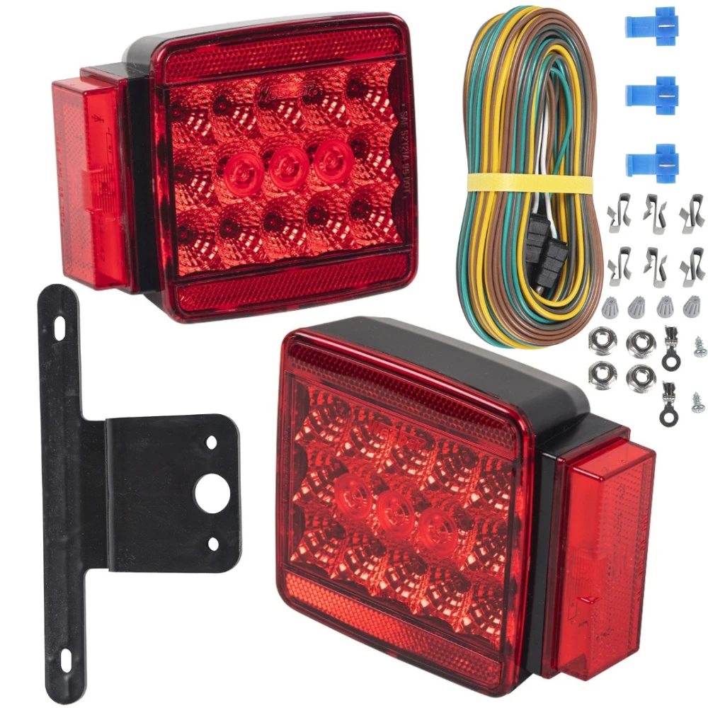 Wesbar 4x4 LED Over 80 Inch Trailer Taillight Kit Pair with 25 ft Harness