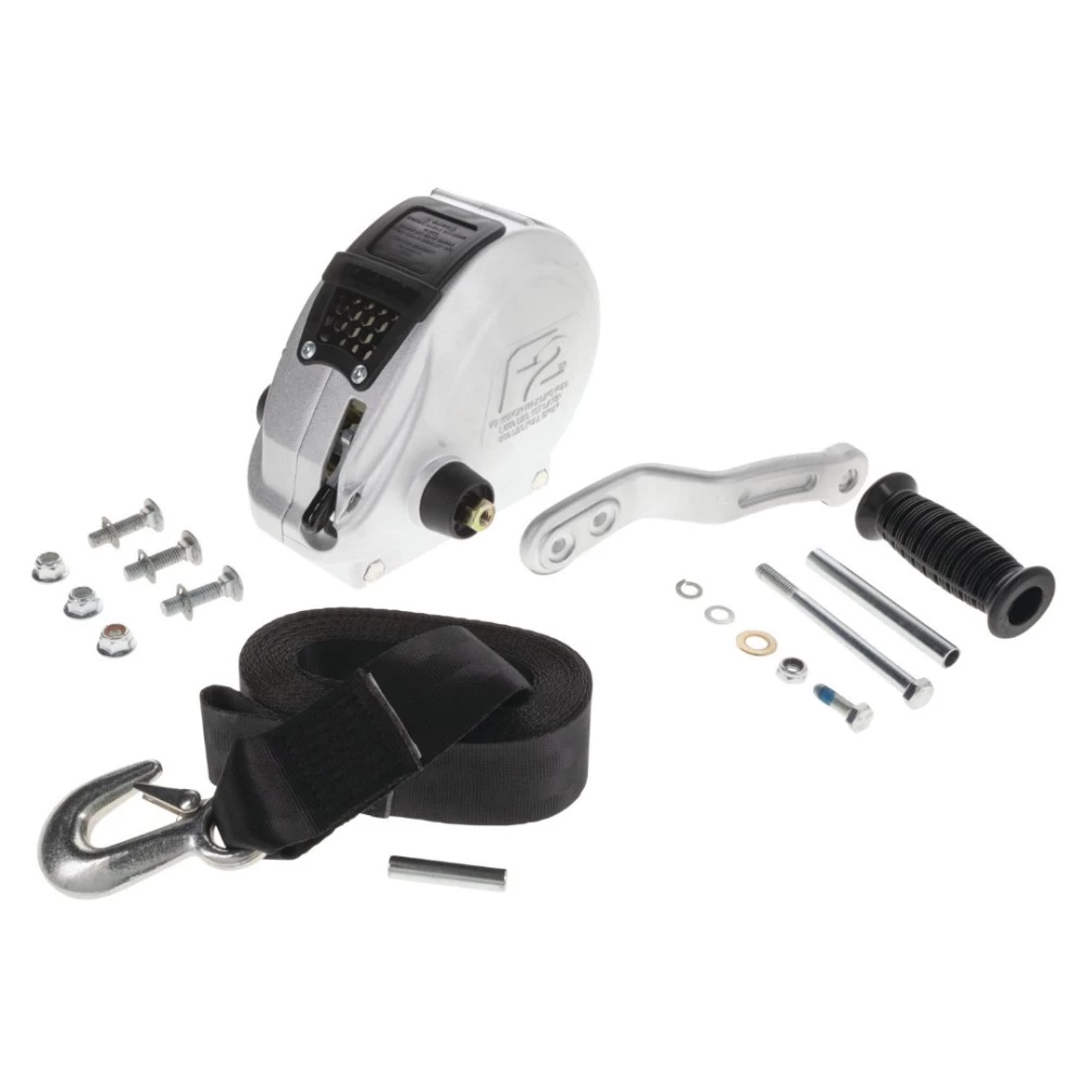Fulton F2 Boat Trailer Winch Single-Speed 1600 lbs + XLT Tactical Black Trailer Jack Sharkskin Saltwater Tested 1500 lbs Lift Lifetime Warranty + Hardware Bolt-On Side Mount