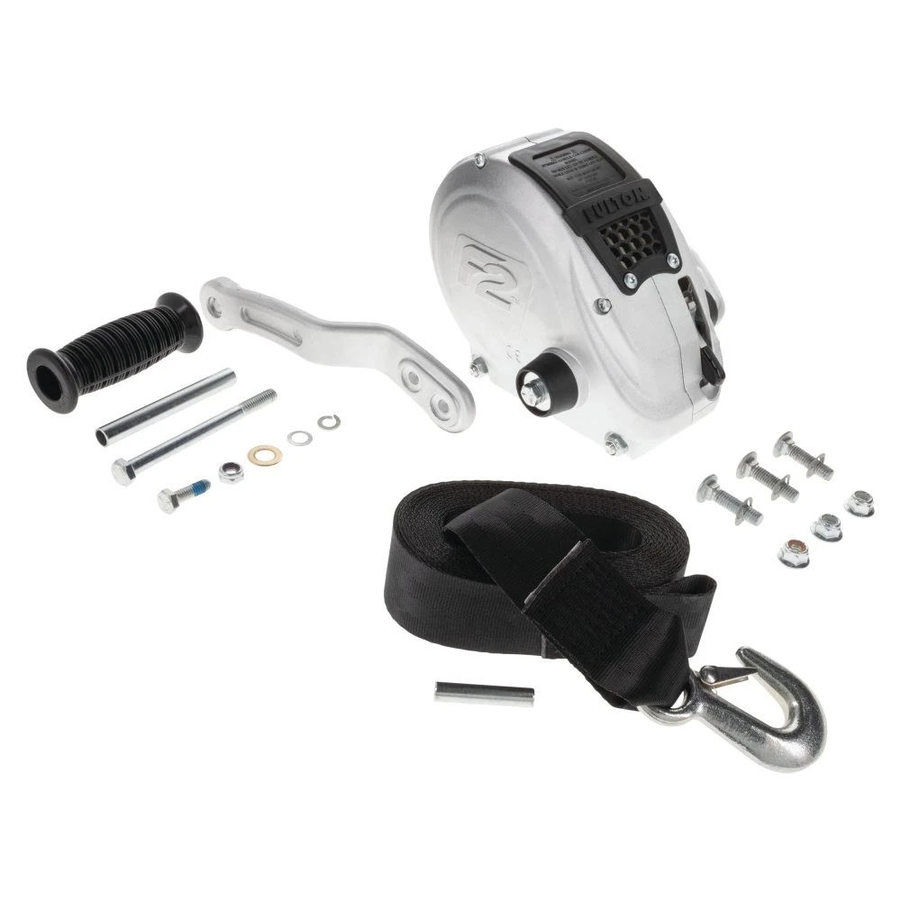 Fulton F2 1,600 lb marine trailer winch with 20 ft strap and adjustable handle – 10 pack