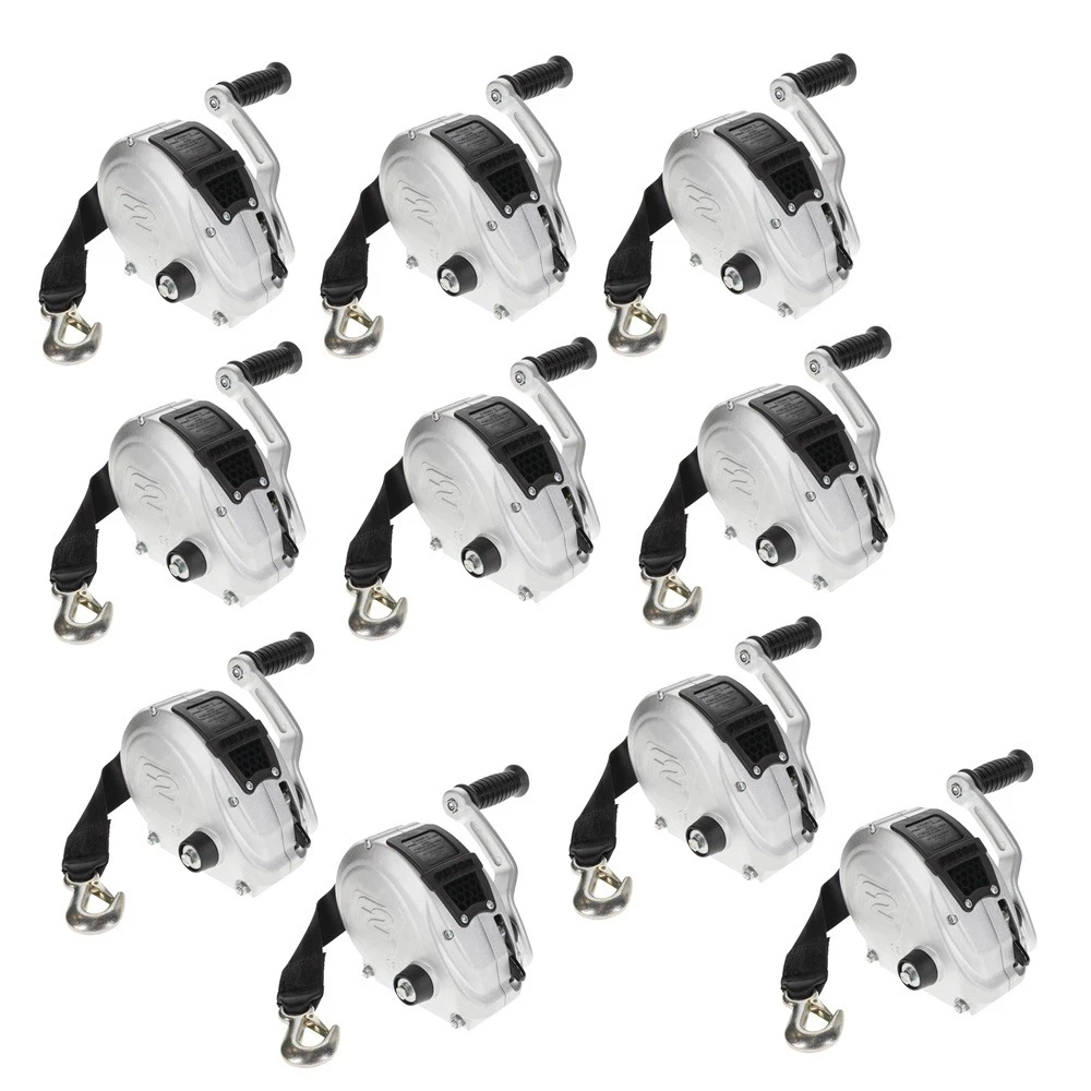 Fulton F2 1,600 lb marine trailer winch with 20 ft strap and adjustable handle – 10 pack