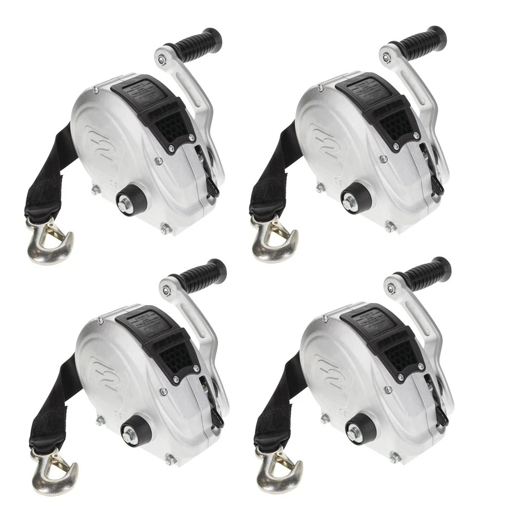 Fulton 1.6K F2 Marine Trailer Winch with 20 ft Strap and Adjustable Handle Bundle