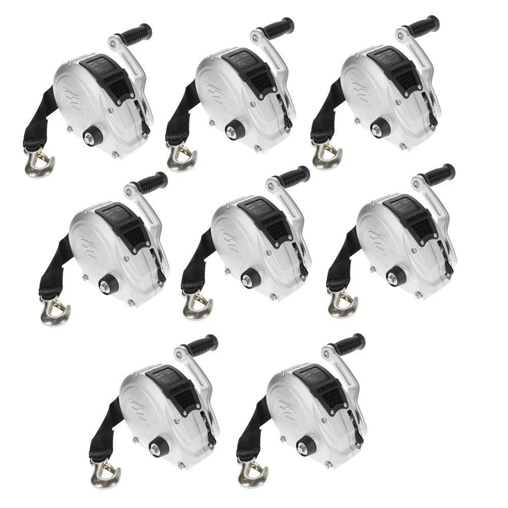 Fulton F2 1,600 lb marine trailer winch 8-pack with 20 ft straps and adjustable handles