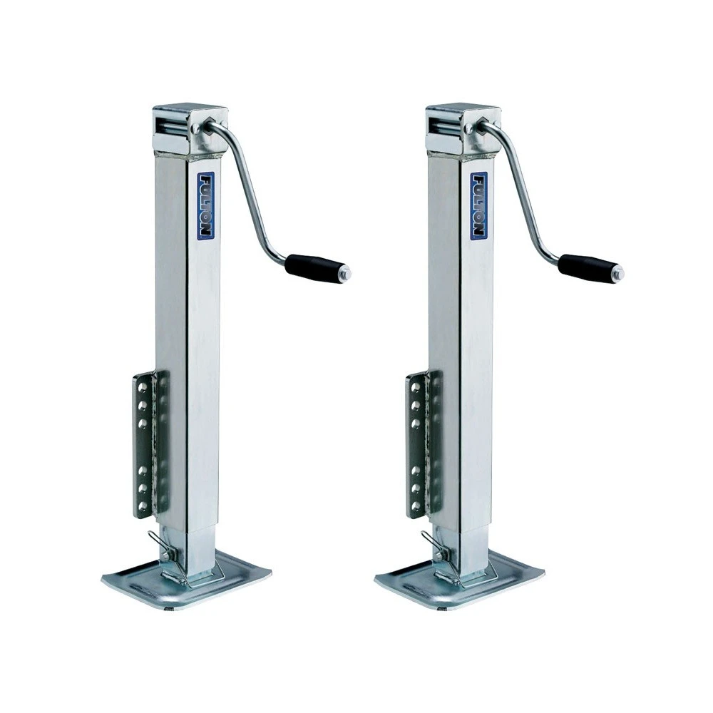 Fulton 2-Pack 5K Fixed Mount Trailer Jacks with Sidewind Handle and 28" Lift