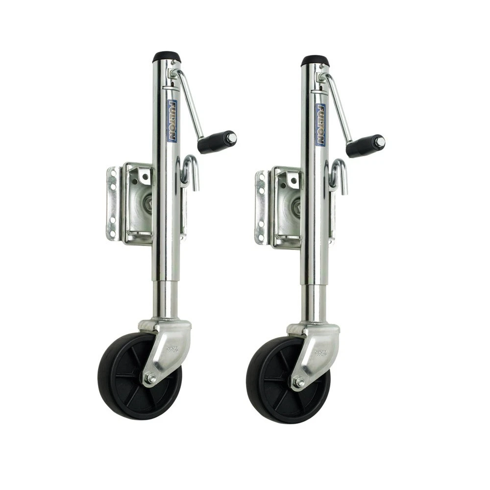 Fulton 1.2K Bolt-Thru Swivel Trailer Jack with 6" Wheel and 10" Lift – 2-Pack