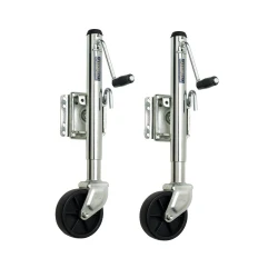 Fulton 2x 1.2K Bolt Thru Swivel Trailer Jack w/ 10" Lift and 6" Caster Wheel