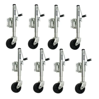 Fulton 1.2K Bolt-Thru Swivel Trailer Jack with 10" Lift and 6" Caster Wheel - 8 Pack