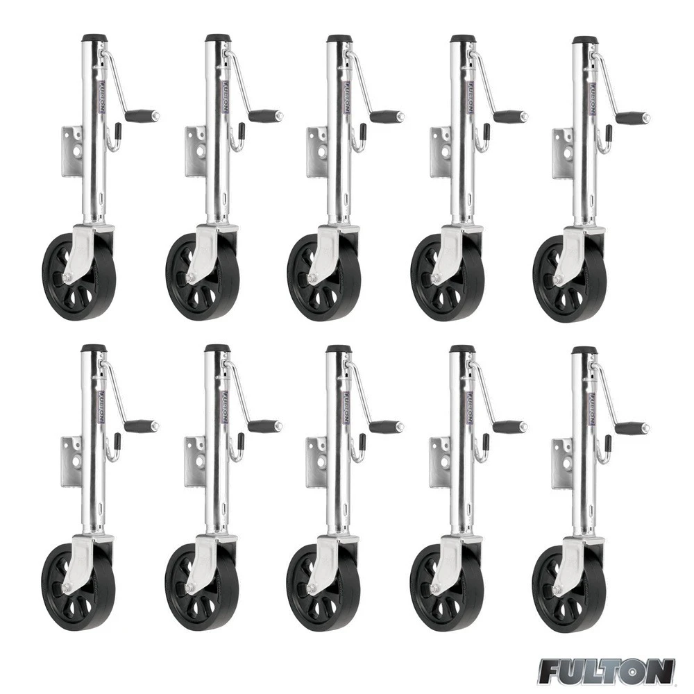Fulton 1.2K Bolt-Thru Swivel Trailer Jack with 10" Lift and 8" Caster Wheel – 10-Pack