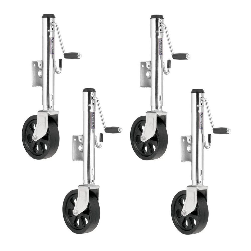 Fulton 1.2K Bolt-Thru Swivel Trailer Jack with 8" Wheel and 10" Lift – 4-Pack