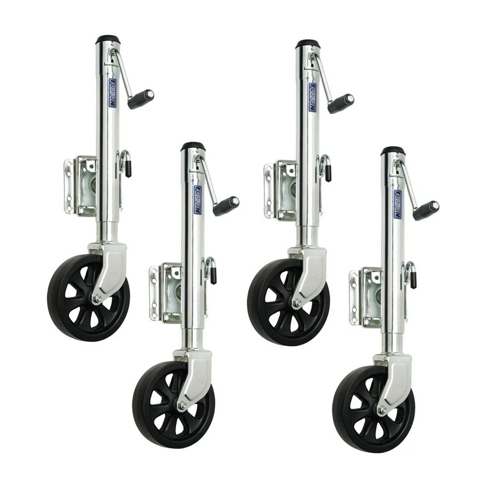 Fulton 1.5K Bolt-Thru Swivel Trailer Jacks with 10" Lift and 8" Wheel – 4 Pack