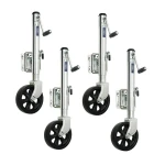 Fulton 1.5K Bolt-Thru Swivel Trailer Jacks with 10" Lift and 8" Wheel – 4 Pack