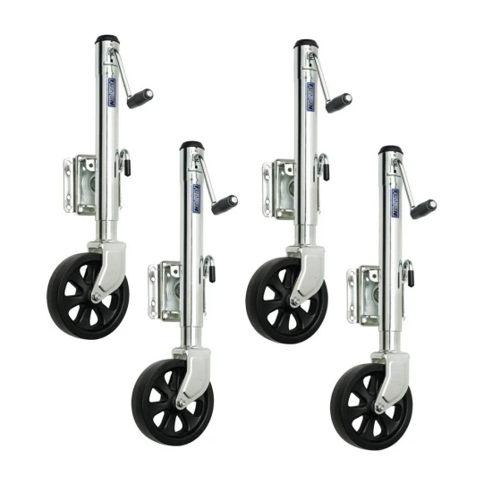Fulton 1.5K Bolt-Thru Swivel Trailer Jacks with 10" Lift and 8" Wheel – 4 Pack