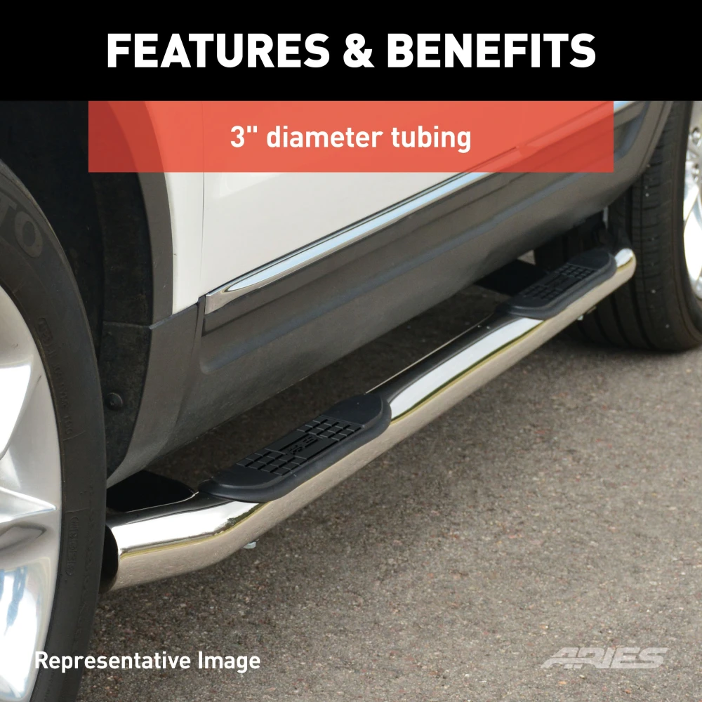 ARIES 203010-2 3-Inch Polished Stainless Nerf Bars for Explorer
