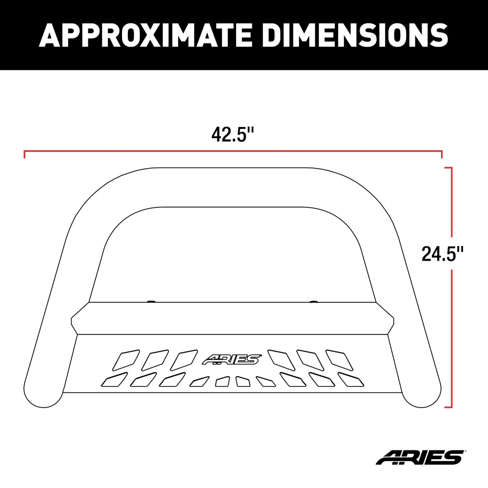 ARIES 35-3006 polished stainless steel 3-inch no-drill bull bar for Ford Super Duty